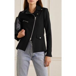 Veronica Beard Hadley Scuba Moto Jacket Navy